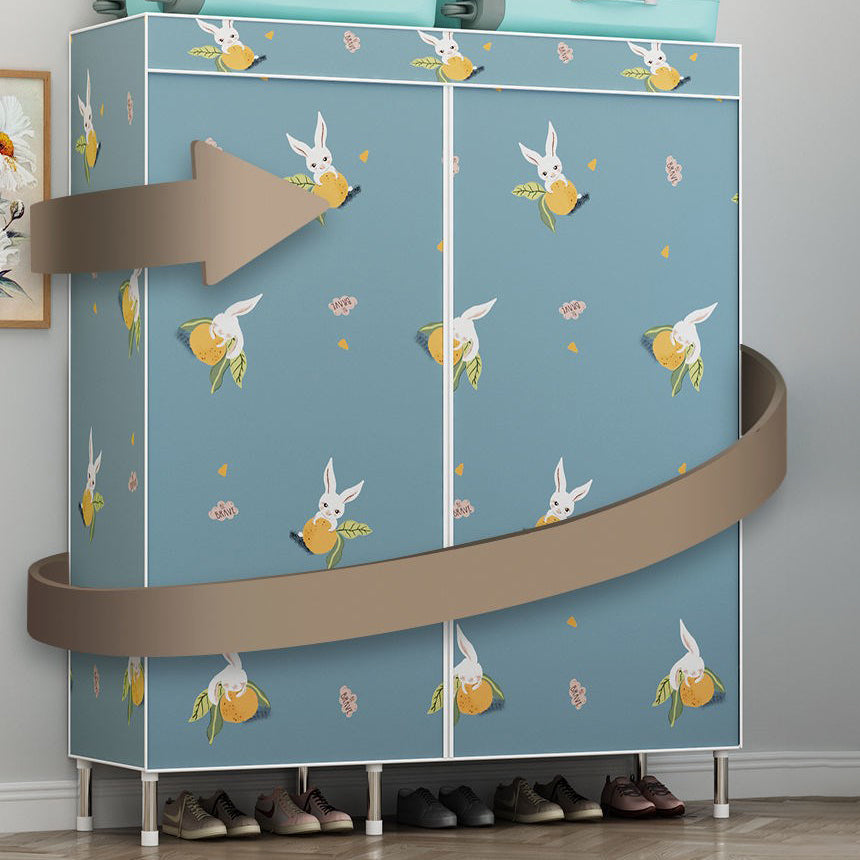 Contemporary Wardrobe Metal 1-Door Wardrobe Closet with Cloth Rod