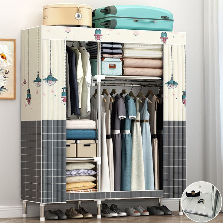 Contemporary Wardrobe Metal 1-Door Wardrobe Closet with Cloth Rod