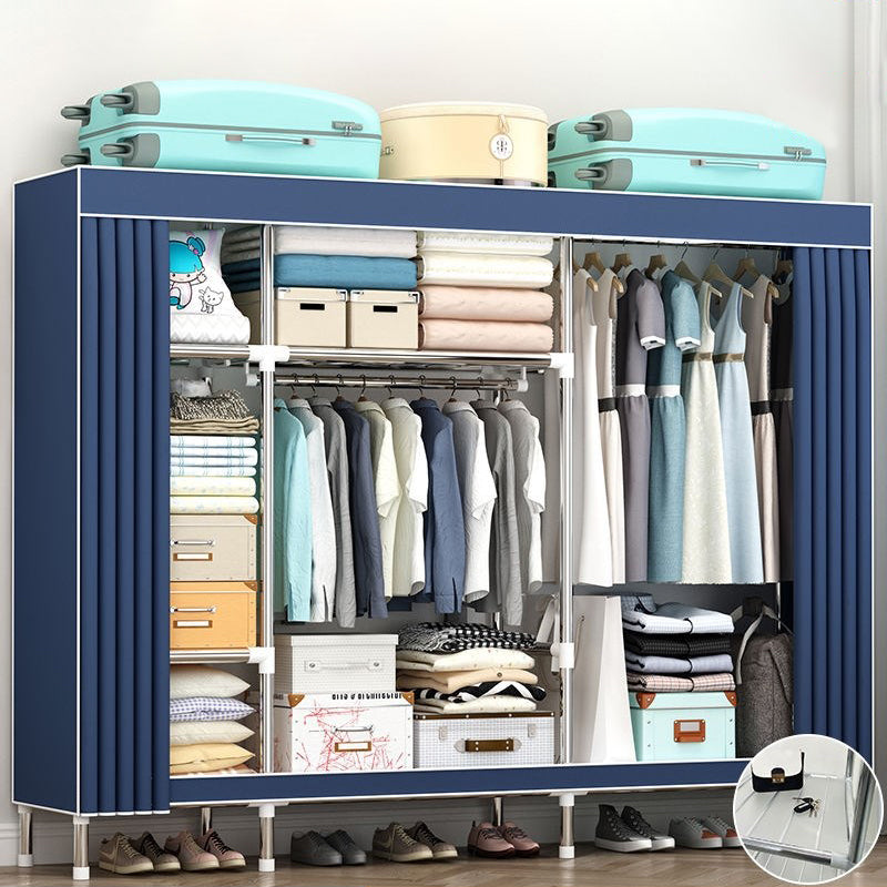 Contemporary Wardrobe Metal 1-Door Wardrobe Closet with Cloth Rod