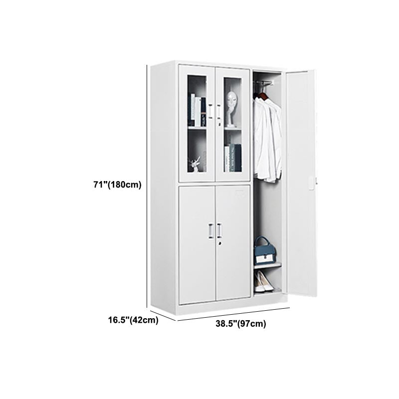 Grey Wardrobe Armoire Metal Contemporary Wardrobe Cabinet for Home
