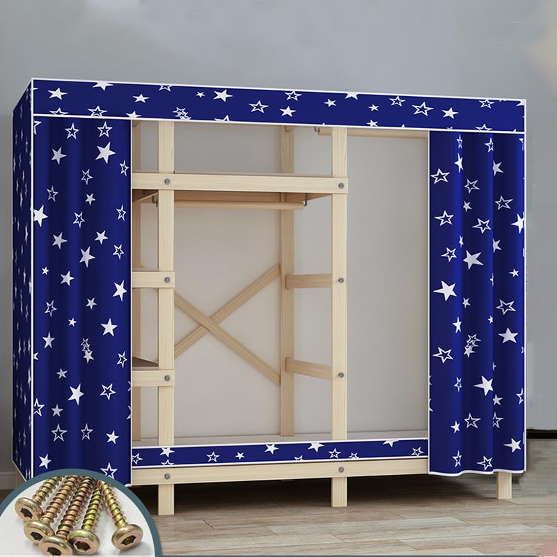 Contemporary Style Wardrobe Solid Wood 1-Door Wardrobe Closet with Cloth Rod