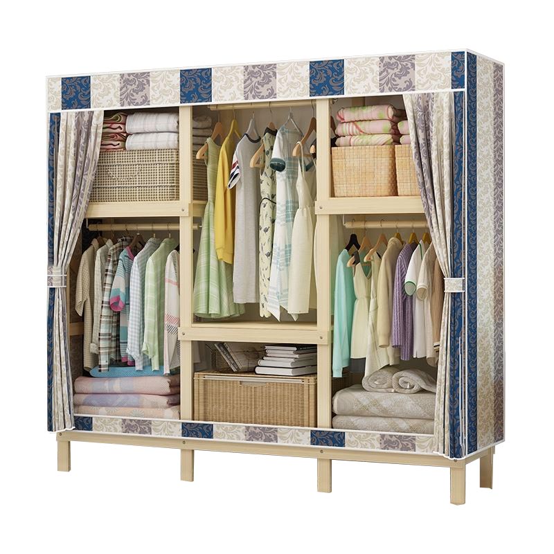 Contemporary Style Wardrobe Solid Wood 1-Door Wardrobe Closet with Cloth Rod