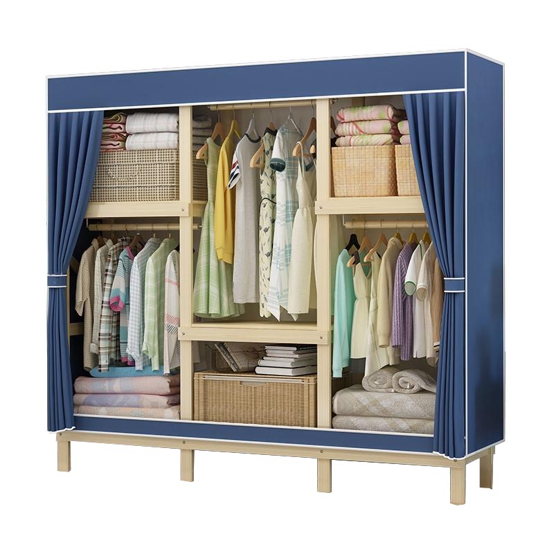Contemporary Style Wardrobe Solid Wood 1-Door Wardrobe Closet with Cloth Rod