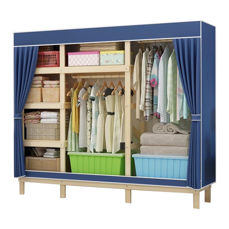 Contemporary Style Wardrobe Solid Wood 1-Door Wardrobe Closet with Cloth Rod