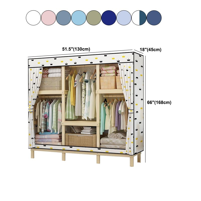 Contemporary Style Wardrobe Solid Wood 1-Door Wardrobe Closet with Cloth Rod