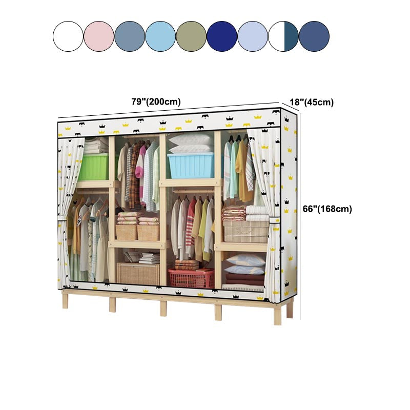 Contemporary Style Wardrobe Solid Wood 1-Door Wardrobe Closet with Cloth Rod