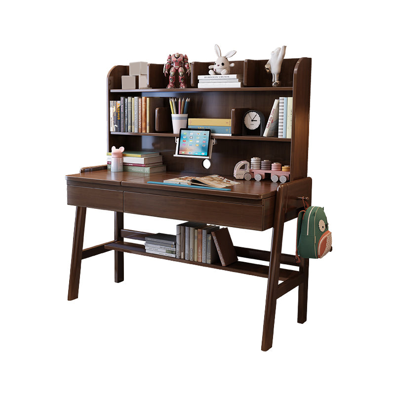 Rectangular Office Desk Adjustable Solid Wood Writing Desk in Matte Finish