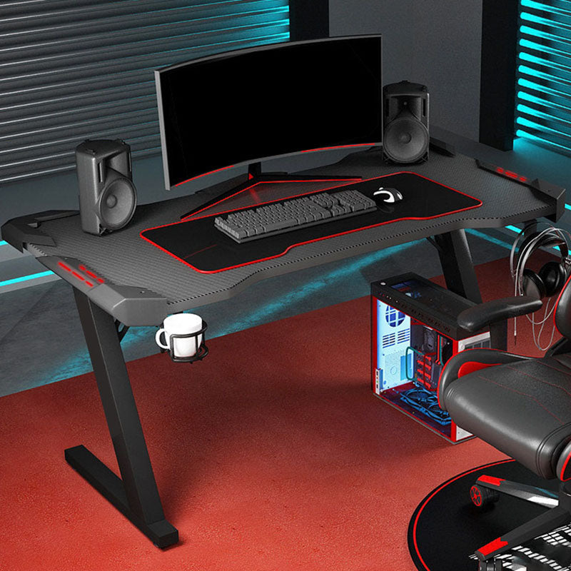 28"H Glam Gaming Desk Cable Management Rectangular Wooden Office Desk