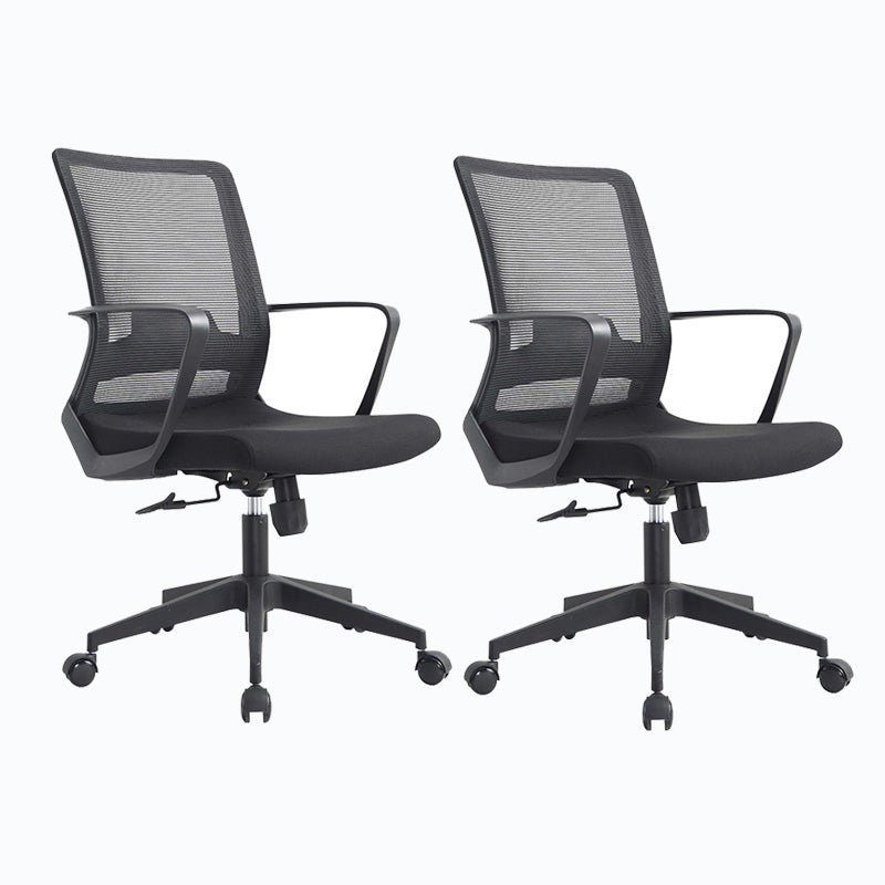 Modern Ribbed Mid Back Office Chair Chrome Arms Chair with Castor