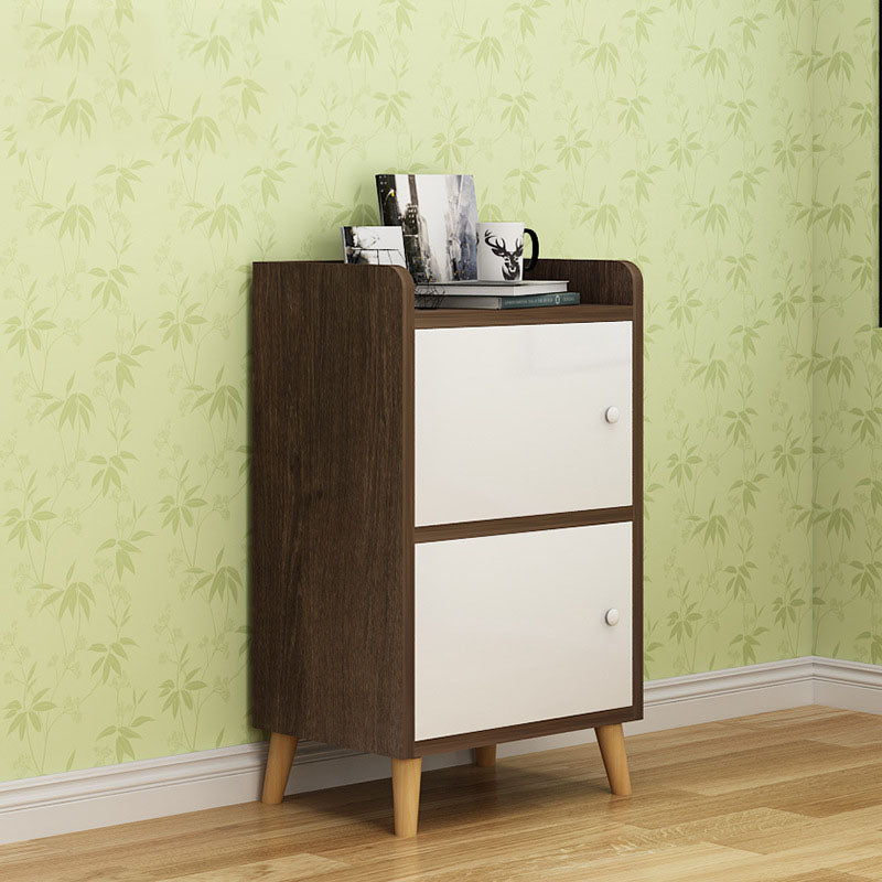 9.4" W Modern Wooden Bookshelf Closed Back Shelf Bookcase with Doors