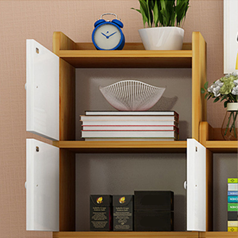 9.4" W Modern Wooden Bookshelf Closed Back Shelf Bookcase with Doors