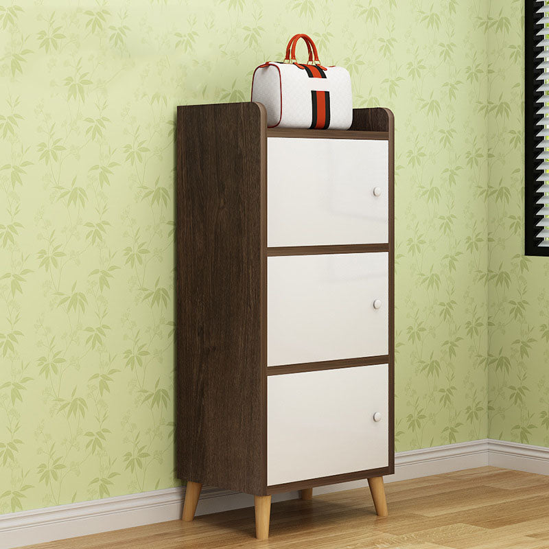 9.4" W Modern Wooden Bookshelf Closed Back Shelf Bookcase with Doors