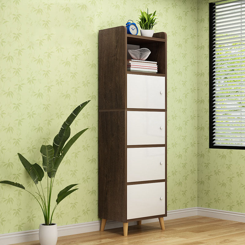 9.4" W Modern Wooden Bookshelf Closed Back Shelf Bookcase with Doors