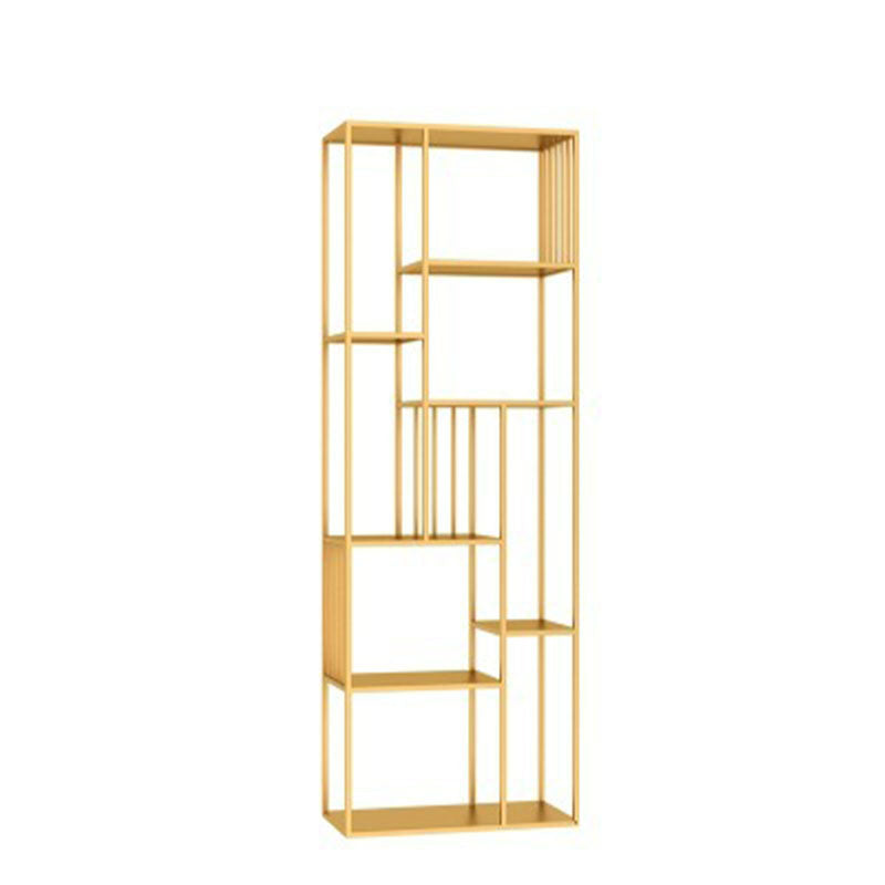 Modern Metal Bookshelf Etagere Open Shelf Bookcase in Burnish-70.8" H x 11.8" W