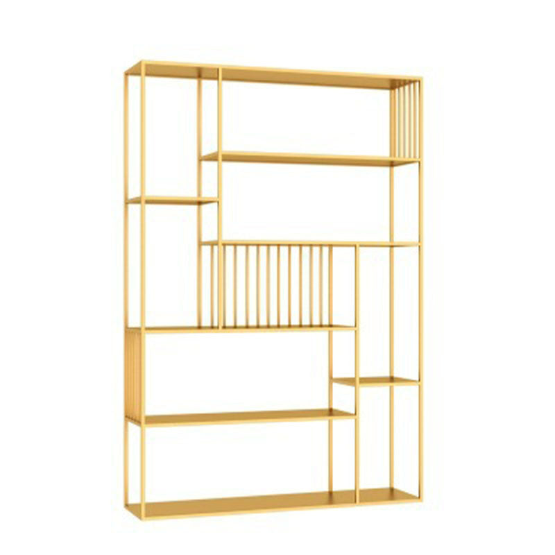 Modern Metal Bookshelf Etagere Open Shelf Bookcase in Burnish-70.8" H x 11.8" W