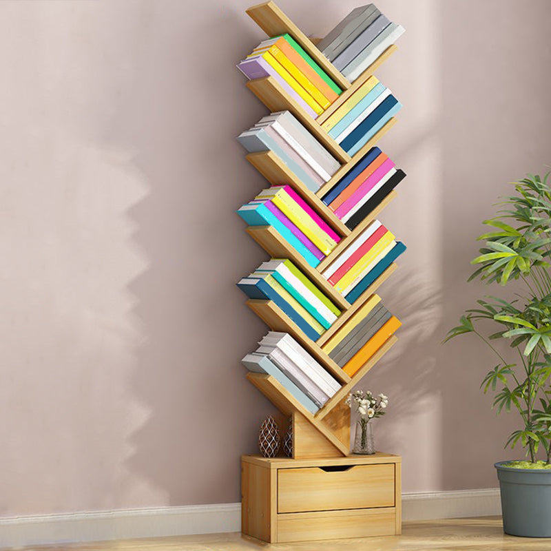 Modern Engineered Wood Bookshelf Geometric Open Shelf Bookcase