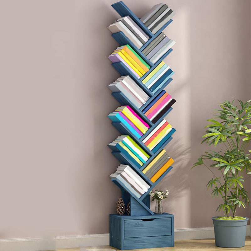 Modern Engineered Wood Bookshelf Geometric Open Shelf Bookcase