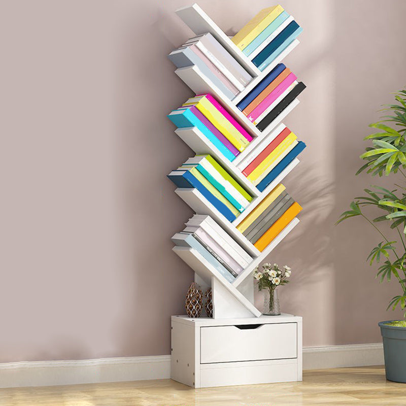 Modern Engineered Wood Bookshelf Geometric Open Shelf Bookcase