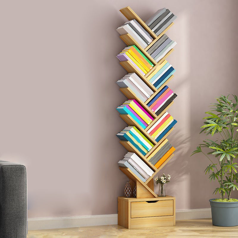 Modern Engineered Wood Bookshelf Geometric Open Shelf Bookcase
