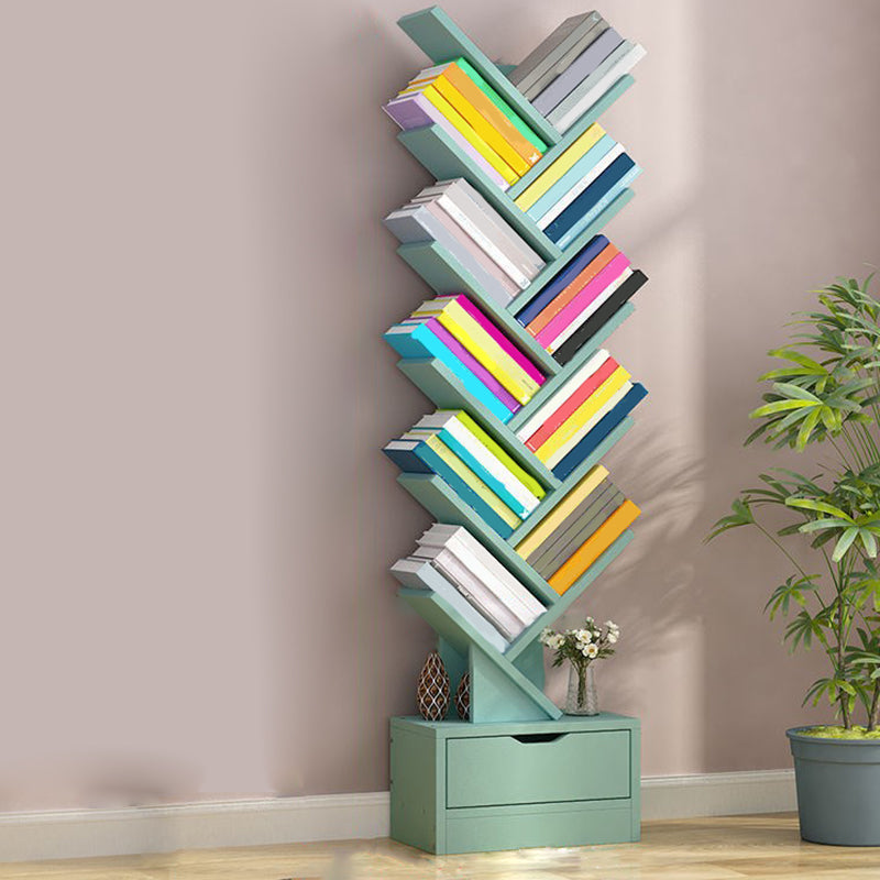 Modern Engineered Wood Bookshelf Geometric Open Shelf Bookcase