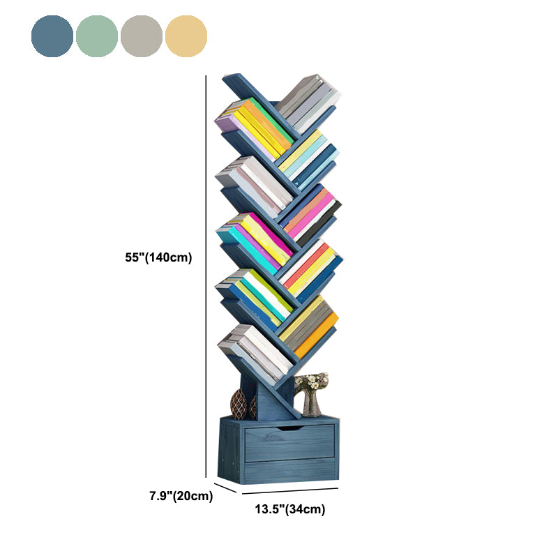 Modern Engineered Wood Bookshelf Geometric Open Shelf Bookcase