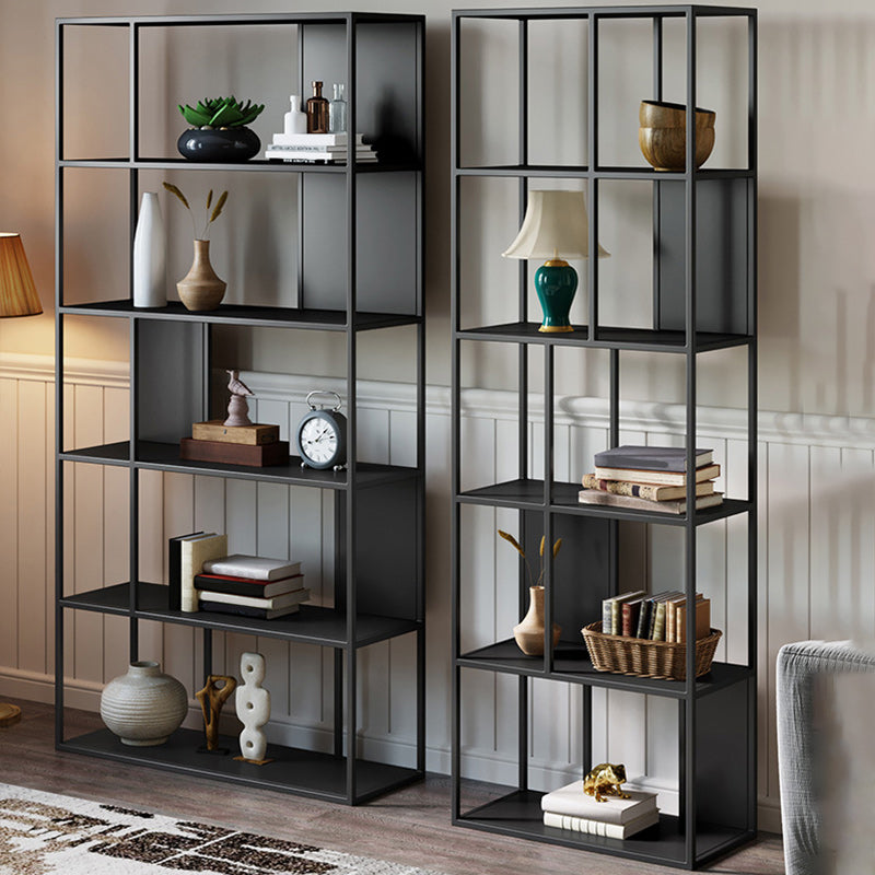 5-Shelf Modern Metal Bookshelf Etagere Open Shelf Bookcase in Burnish