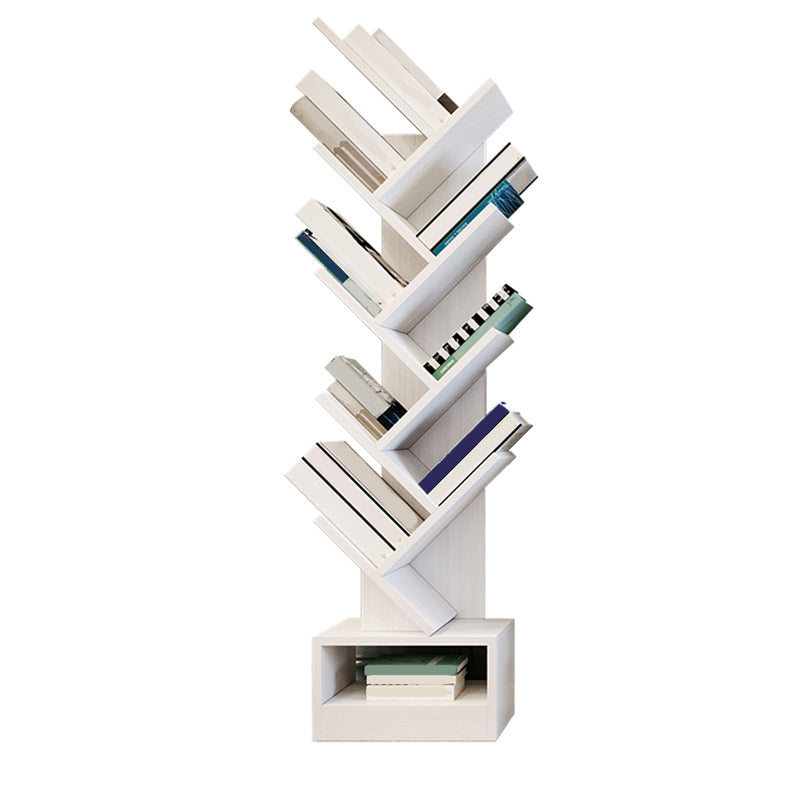 Modern Wood Bookshelf Geometric Closed Back Bookcase in Burnish