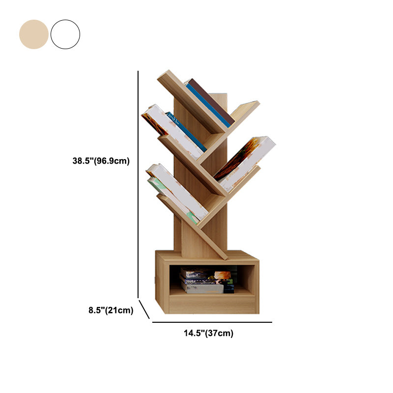 Modern Wood Bookshelf Geometric Closed Back Bookcase in Burnish