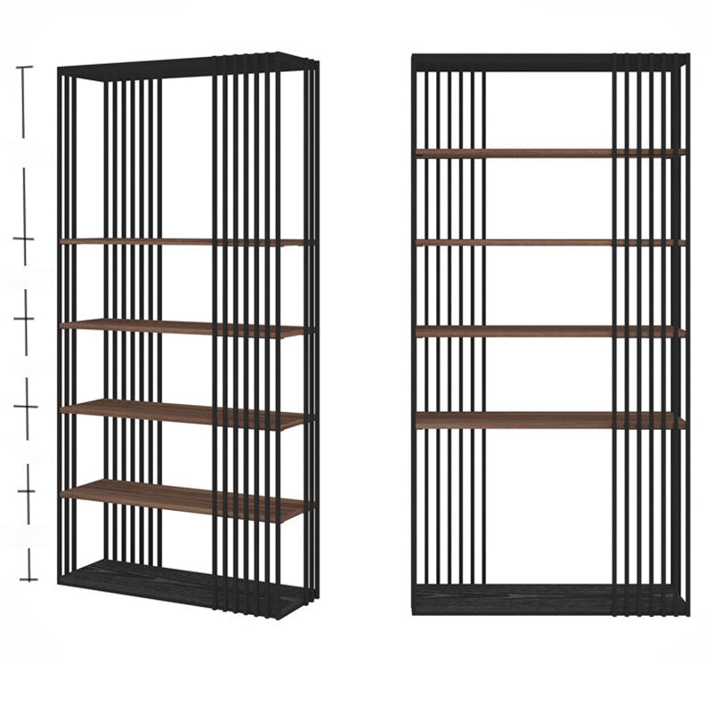 Contemporary Metal and Wooden Shelf Open Shelf Bookcase with Shelves