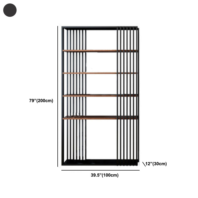 Contemporary Metal and Wooden Shelf Open Shelf Bookcase with Shelves