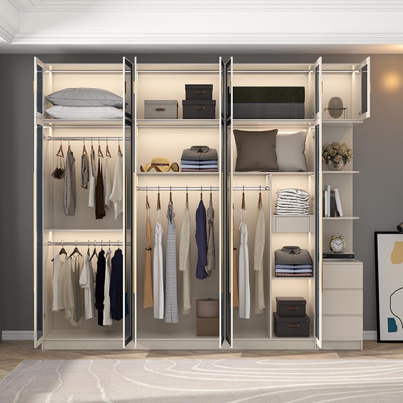 Contemporary Style Wardrobe White Colour Wood Wardrobe Closet for Home