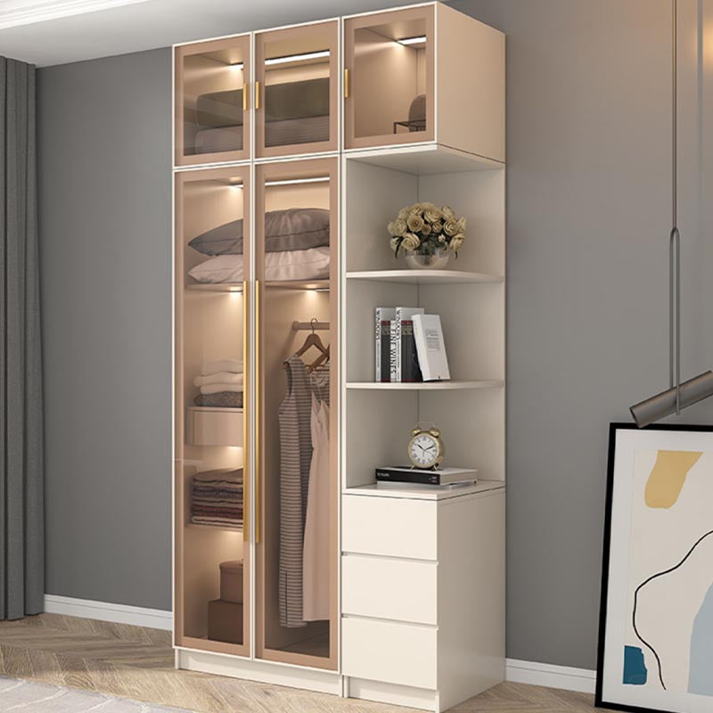 Contemporary Style Wardrobe White Colour Wood Wardrobe Closet for Home