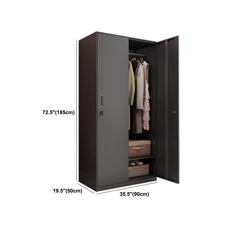 Black Metal Wardrobe Cabinet Contemporary Hinged Wardrobe Armoire