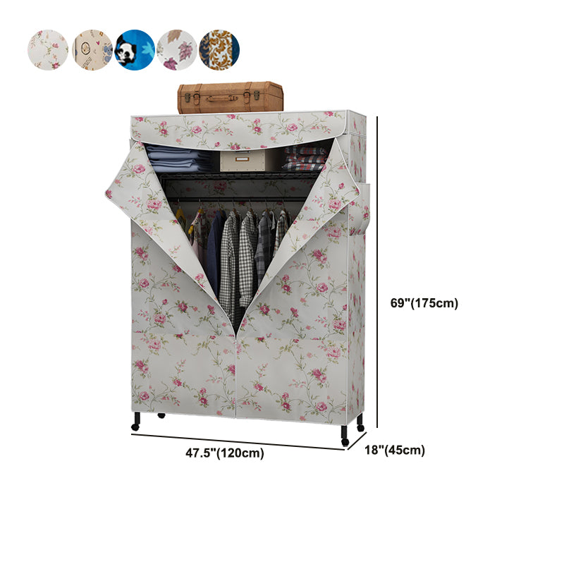 Contemporary Style Wardrobe Metal Adjustable Shelves Wardrobe Closet