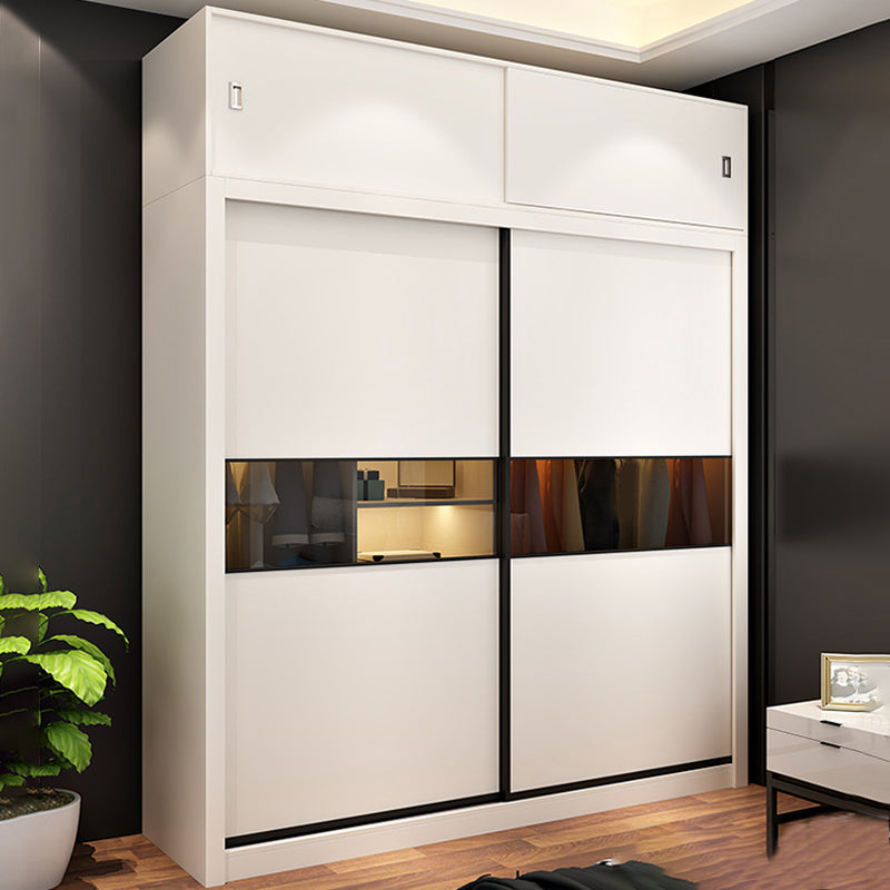 White Engineered Wood Wardrobe Cabinet Contemporary Wardrobe Closet