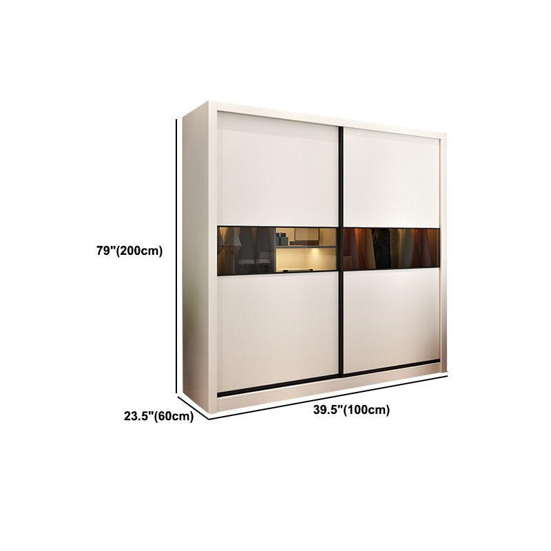 White Engineered Wood Wardrobe Cabinet Contemporary Wardrobe Closet