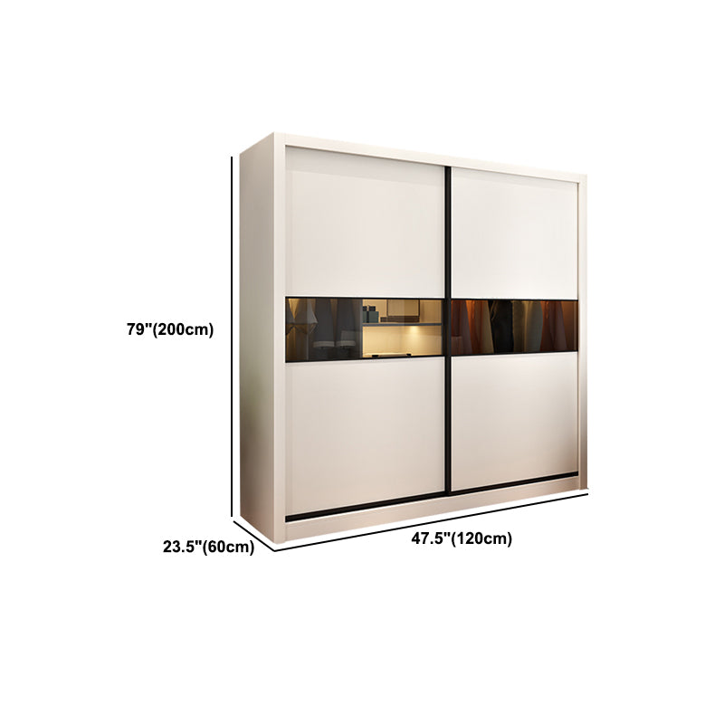 White Engineered Wood Wardrobe Cabinet Contemporary Wardrobe Closet