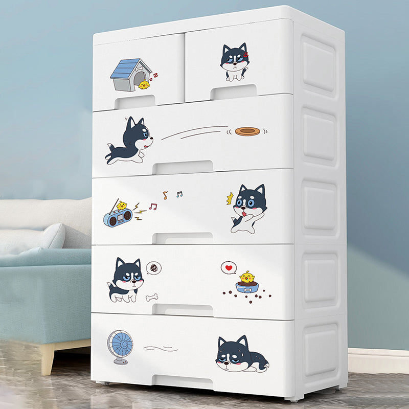 Contemporary Wardrobe White Color Plastic Wardrobe Closet with Drawers