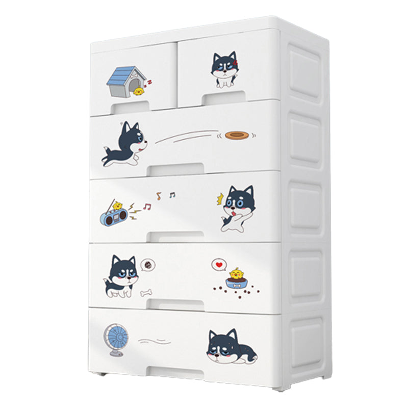 Contemporary Wardrobe White Color Plastic Wardrobe Closet with Drawers