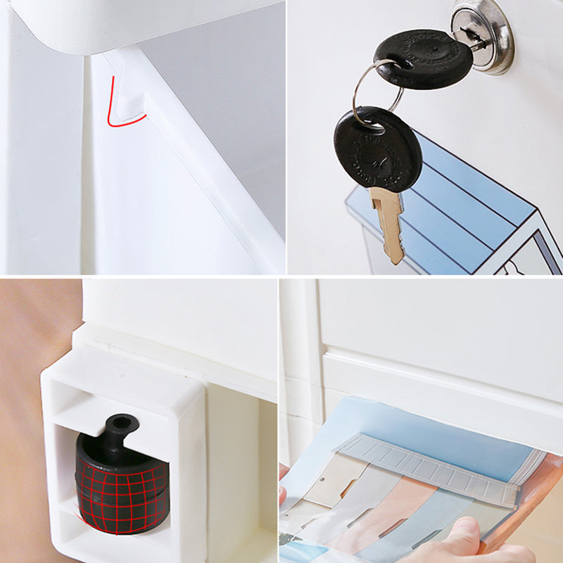 Contemporary Wardrobe White Color Plastic Wardrobe Closet with Drawers