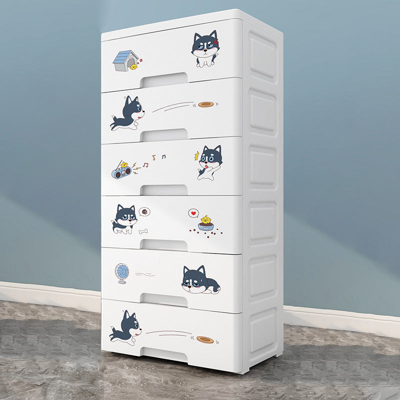 Contemporary Wardrobe White Color Plastic Wardrobe Closet with Drawers