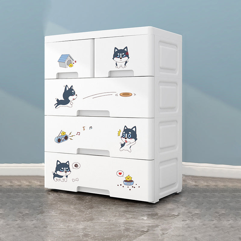 Contemporary Wardrobe White Color Plastic Wardrobe Closet with Drawers