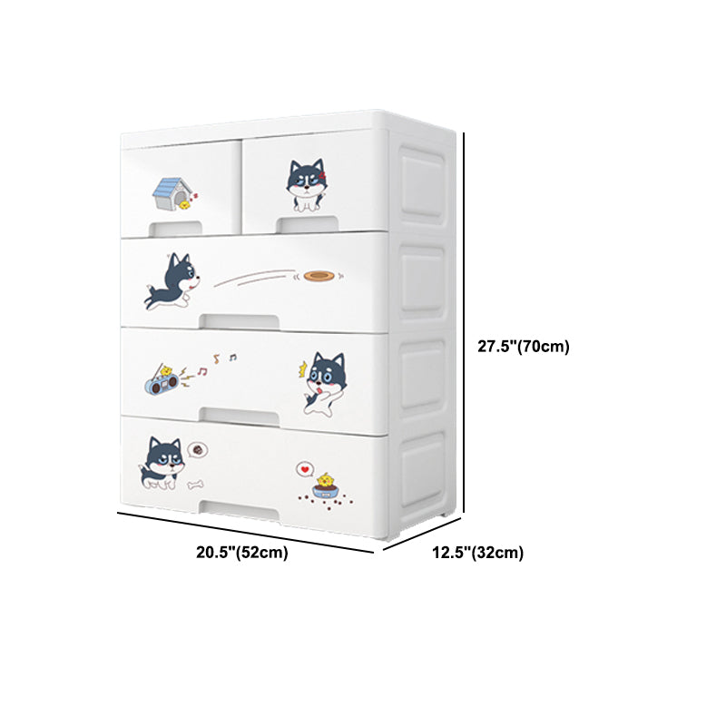 Contemporary Wardrobe White Color Plastic Wardrobe Closet with Drawers