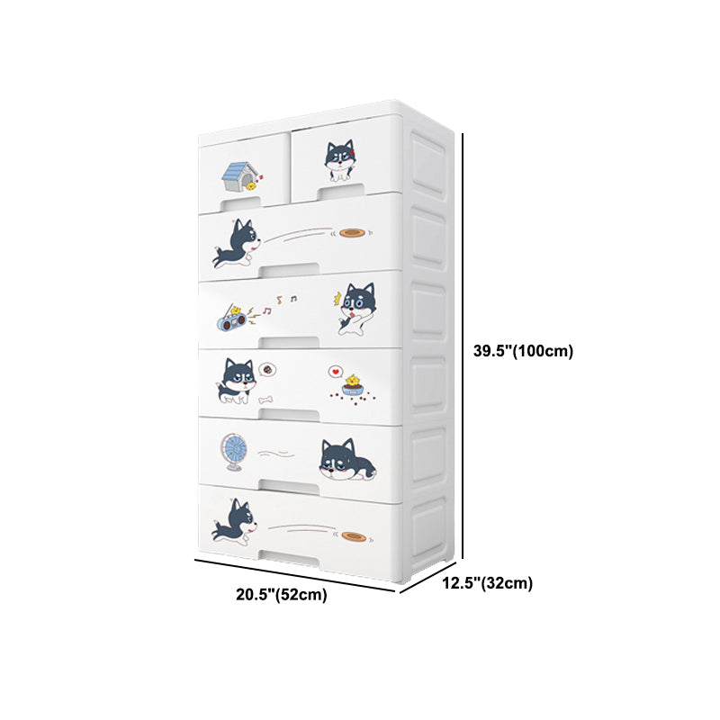 Contemporary Wardrobe White Color Plastic Wardrobe Closet with Drawers