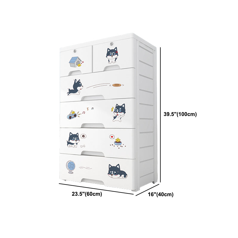 Contemporary Wardrobe White Color Plastic Wardrobe Closet with Drawers