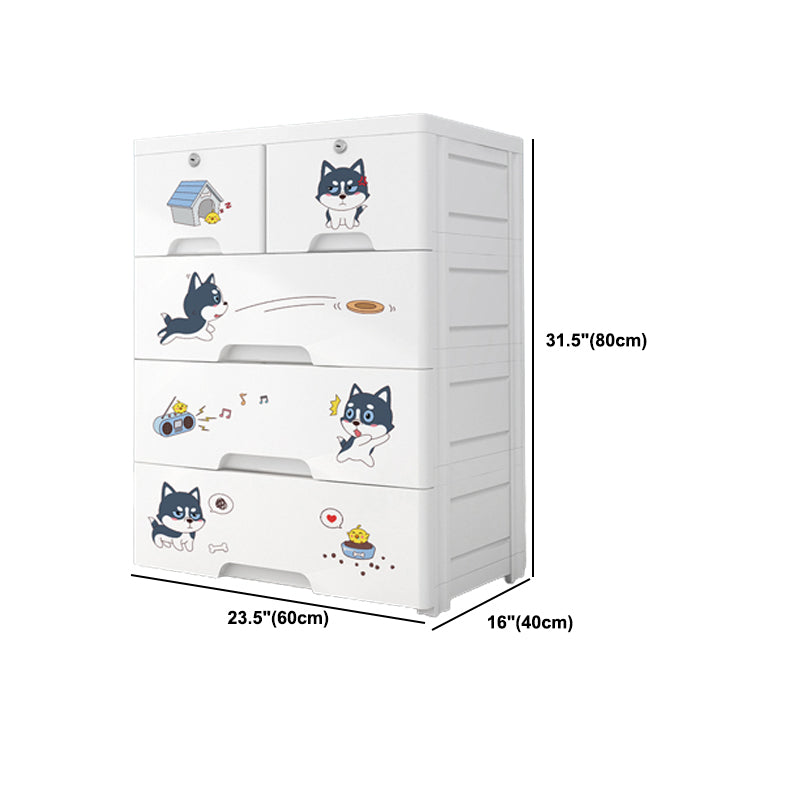 Contemporary Wardrobe White Color Plastic Wardrobe Closet with Drawers