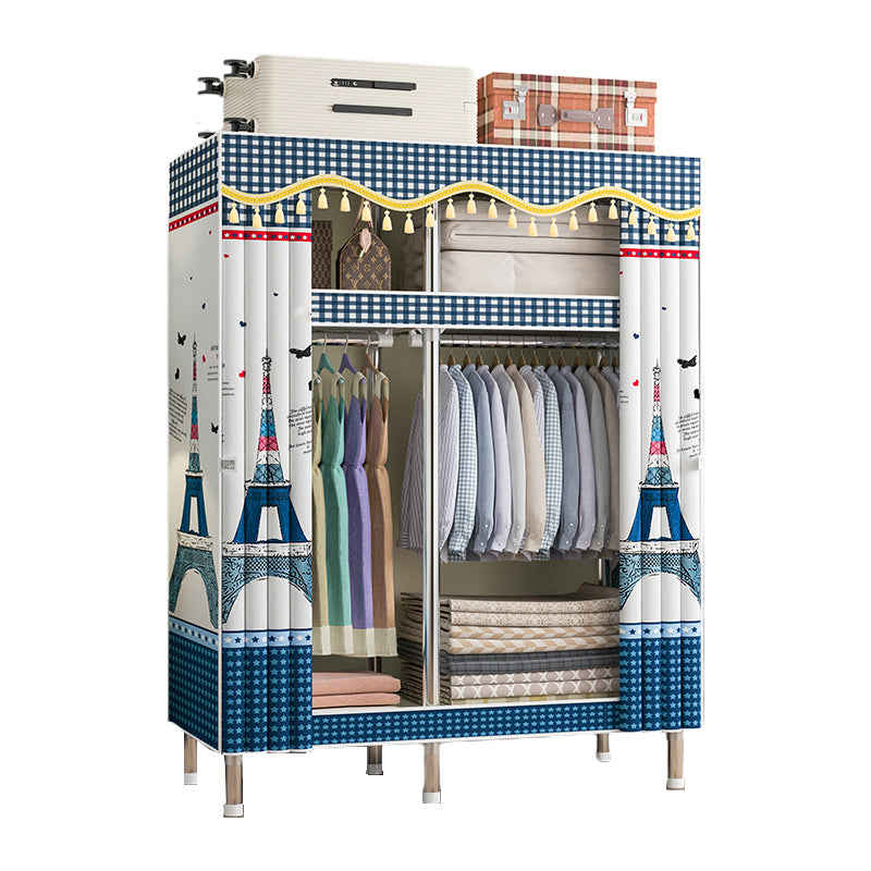 Contemporary Style Wardrobe Metal 1 Door Wardrobe Closet With Shelves