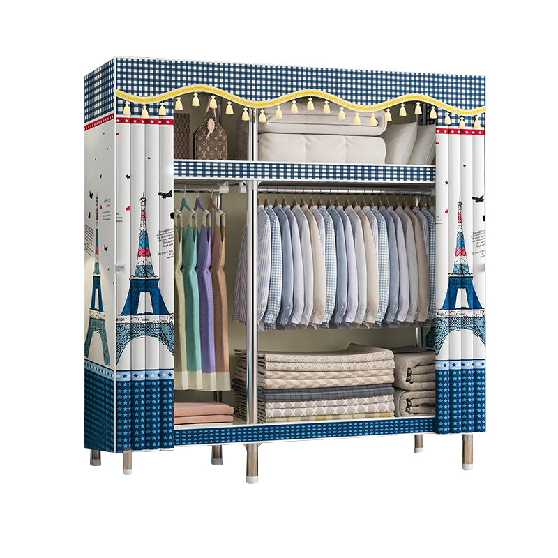 Contemporary Style Wardrobe Metal 1 Door Wardrobe Closet With Shelves