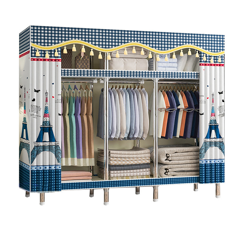 Contemporary Style Wardrobe Metal 1 Door Wardrobe Closet With Shelves