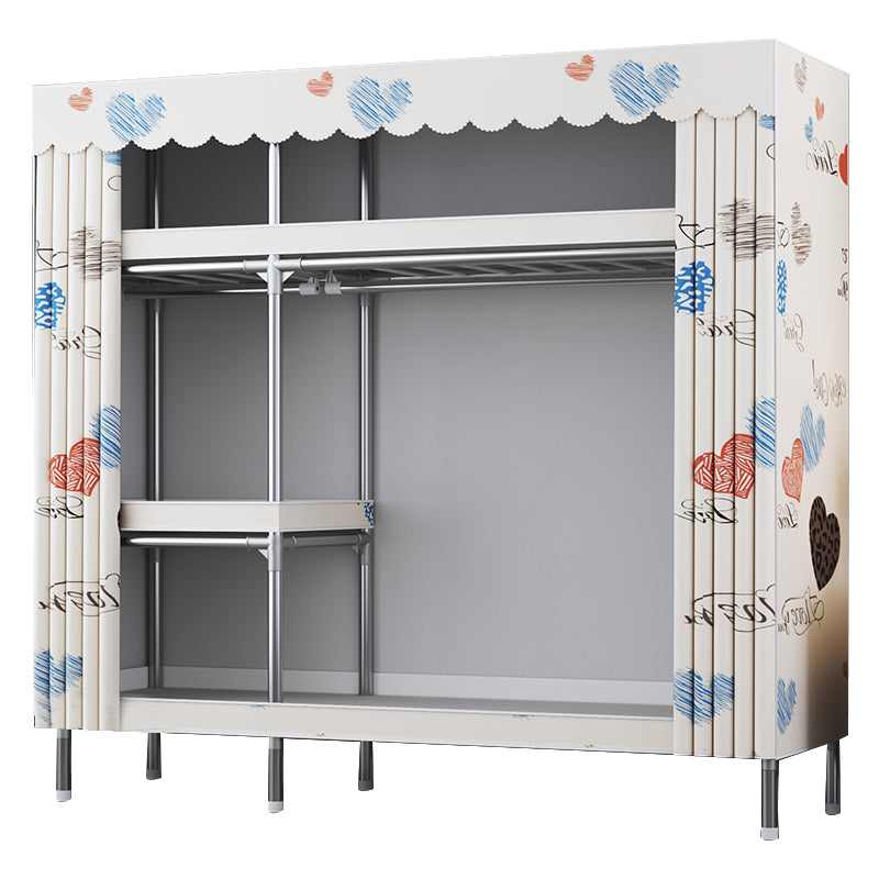 Modern Style Wardrobe Metal Wardrobe Closet with Garment Rod